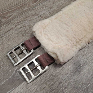 Nylon Web Neoprene Sheepskin Girth, 1x els *gc, hairy, clumpy, mnr dirt, thin edges, rubs, rust