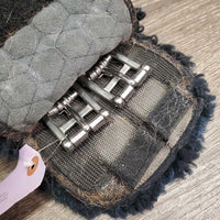 Cotton Quilt Sheepskin - Wool Dressage - Short Girth, velcro buckle cover *gc, hairy, clumpy, clean, faded, rubs, older?
