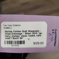 Cotton Quilt Sheepskin - Wool Dressage - Short Girth, velcro buckle cover *gc, hairy, clumpy, clean, faded, rubs, older?