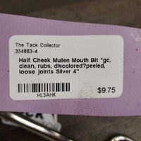Half Cheek Mullen Mouth Bit *gc, clean, rubs, discolored?peeled, loose joints