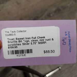 Sweet Iron Full Cheek Snaffle Bit *vgc, clean, mnr rust & scratches