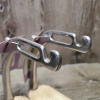 Hvy Peacock Safety Stirrup Irons, grips, 2 leather keepers *vgc, clean, scratches, stains, NO Elastics