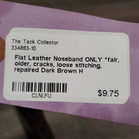 Flat Leather Noseband ONLY *fair, older, cracks, loose stitching, repaired