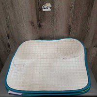 18" *Adjustable Encore EQ Dressage Saddle, Blue EQ Cover, 2 Saddle Pads (Black, White), 4 Discs (2 thin/front, 2 wide/back), 2 Flaps, tools, Serial #: 8503
