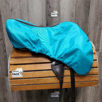 18" *Adjustable Encore EQ Dressage Saddle, Blue EQ Cover, 2 Saddle Pads (Black, White), 4 Discs (2 thin/front, 2 wide/back), 2 Flaps, tools, Serial #: 8503
