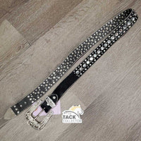 Hairy Belt Western Bling Belt, Tooled Bling Buckle *xc/like new
