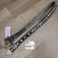 Hairy Belt Western Bling Belt, Tooled Bling Buckle *xc/like new