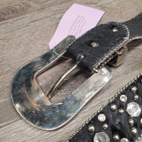 Hairy Belt Western Bling Belt, Tooled Bling Buckle *xc/like new
