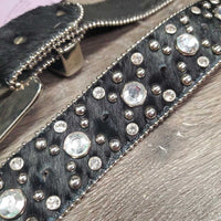 Hairy Belt Western Bling Belt, Tooled Bling Buckle *xc/like new