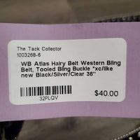 Hairy Belt Western Bling Belt, Tooled Bling Buckle *xc/like new
