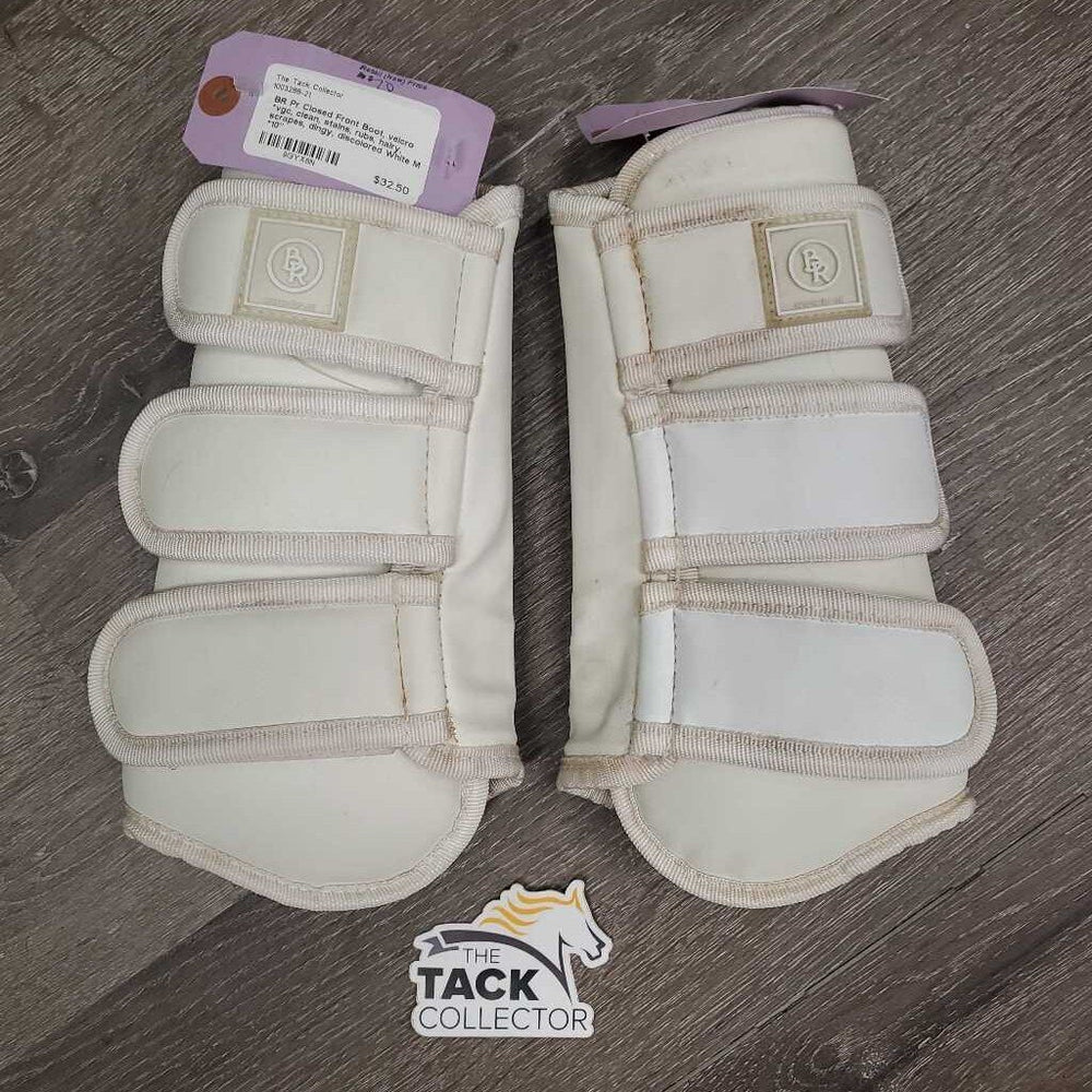 Pr Closed Front Boot, velcro *vgc, clean, stains, rubs, hairy, scrapes, dingy, discolored