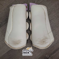 Pr Closed Front Boot, velcro *vgc, clean, stains, rubs, hairy, scrapes, dingy, discolored
