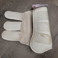 Pr Closed Front Boot, velcro *vgc, clean, stains, rubs, hairy, scrapes, dingy, discolored
