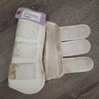 Pr Closed Front Boot, velcro *vgc, clean, stains, rubs, hairy, scrapes, dingy, discolored