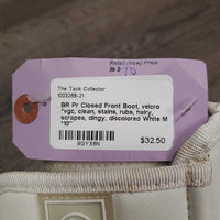 Pr Closed Front Boot, velcro *vgc, clean, stains, rubs, hairy, scrapes, dingy, discolored
