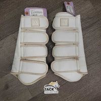 Pr Closed Hind Boots, velcro *gc, rubs, stains, dingy, discolored, hair, clean & residue