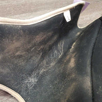 Pr Closed Hind Boots, velcro *gc, rubs, stains, dingy, discolored, hair, clean & residue
