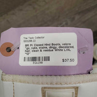 Pr Closed Hind Boots, velcro *gc, rubs, stains, dingy, discolored, hair, clean & residue
