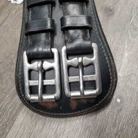 Padded Leather Dressage Girth, 1x Els *gc, stiff, hairy seams, clean & dirty/film
