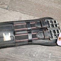 Padded Leather Dressage Girth, 1x Els *gc, stiff, hairy seams, clean & dirty/film
