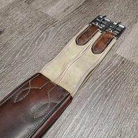 Thick Padded Girth, 2x Els *gc, dirt, stiff & discolored spots, rubs, scratches, scrapes, stains, older