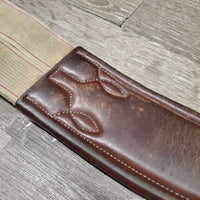 Thick Padded Girth, 2x Els *gc, dirt, stiff & discolored spots, rubs, scratches, scrapes, stains, older

