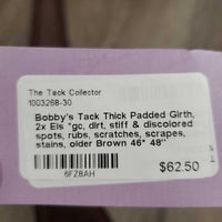 Thick Padded Girth, 2x Els *gc, dirt, stiff & discolored spots, rubs, scratches, scrapes, stains, older
