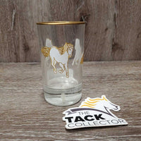 Verre Highball Glass, running horses *like new, dust/dirty
