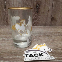 Verre Highball Glass, running horses *like new, dust/dirty
