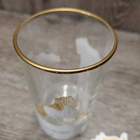 Verre Highball Glass, running horses *like new, dust/dirty