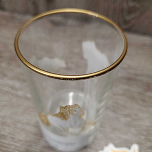 Verre Highball Glass, running horses *like new, dust/dirty