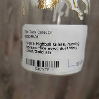 Verre Highball Glass, running horses *like new, dust/dirty
