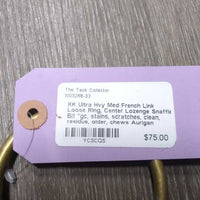 Hvy Med French Link Loose Ring, Center Lozenge Snaffle Bit *gc, stains, scratches, clean, residue, older, chews
