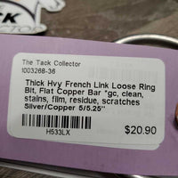 Thick Hvy French Link Loose Ring Bit, Flat Copper Bar *gc, clean, stains, film, residue, scratches
