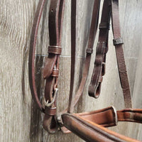 Rsd/FS Narrow Monocrown Hunter Bridle, Buckles, Rsd/FS Braided Reins *gc, clean & dirty, NO Flash, scrapes Reins: like new & mnr stains
