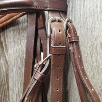 Rsd/FS Narrow Monocrown Hunter Bridle, Buckles, Rsd/FS Braided Reins *gc, clean & dirty, NO Flash, scrapes Reins: like new & mnr stains