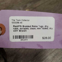 Rsd/FS Braided Reins *vgc, dry, rubs, scrapes, clean, mnr faded, dry, stiff