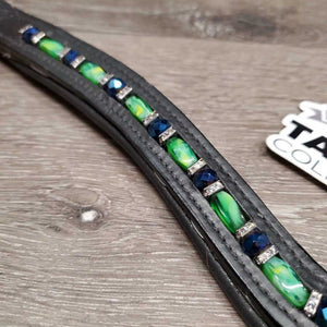 'V' Wide Padded Flat Leather Bling Browband *like new