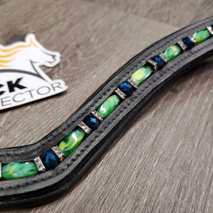 'V' Wide Padded Flat Leather Bling Browband *like new