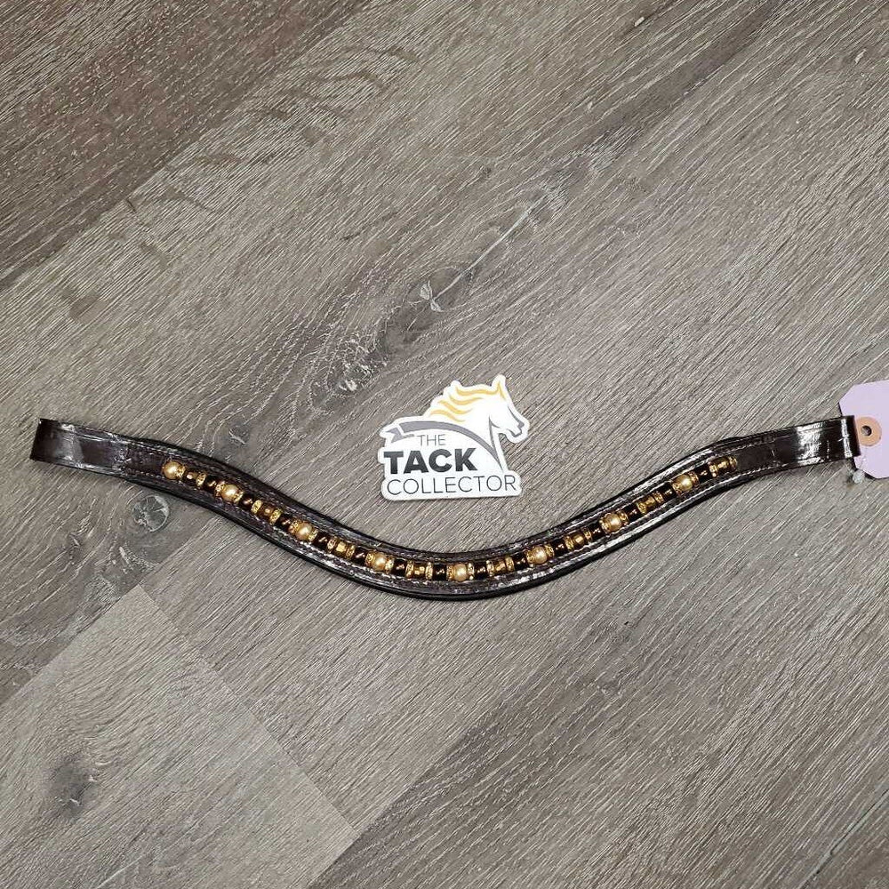 'U' Padded Leather Beaded - Bling Browband *xc/like new, clean, mnr film, chips?chews
