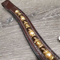 'U' Padded Leather Beaded - Bling Browband *xc/like new, clean, mnr film, chips?chews

