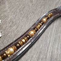 'U' Padded Leather Beaded - Bling Browband *xc/like new, clean, mnr film, chips?chews
