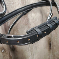 Rsd Dressage Bridle, Wide Bling Browband, Crank, Flash, Plain Reins, Buckles *new, mnr dusty, crackled end, stiff
