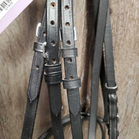 Rsd Dressage Bridle, Wide Bling Browband, Crank, Flash, Plain Reins, Buckles *new, mnr dusty, crackled end, stiff