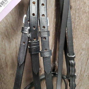 Rsd Dressage Bridle, Wide Bling Browband, Crank, Flash, Plain Reins, Buckles *new, mnr dusty, crackled end, stiff