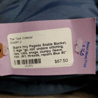 Hvy Pagoda Stable Blanket, 0 legs *gc, mnr undone stitching, rips, rubs, snags, clumpy fleece, hair, dirt, threads, repairs
