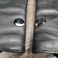Leather Half Chaps, Back Zipper, Punched Top *vgc/gc, chipped snaps, mnr dirt, rubs, creases & stretched elastic