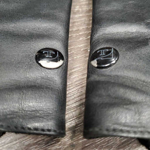 Leather Half Chaps, Back Zipper, Punched Top *vgc/gc, chipped snaps, mnr dirt, rubs, creases & stretched elastic