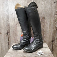 Field Boots, zips *fair, repaired, clean, v.torn, dry, stiff & cracks, faded, holey edges, rubs, scuffs
