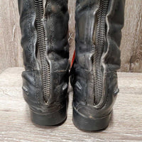 Field Boots, zips *fair, repaired, clean, v.torn, dry, stiff & cracks, faded, holey edges, rubs, scuffs